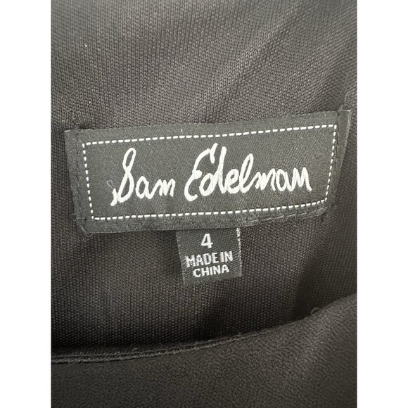 Sam Edelman Womens Midi Dress 4 Black Chiffon Pleated Going Out Goth Witchy READ - Picture 5 of 16